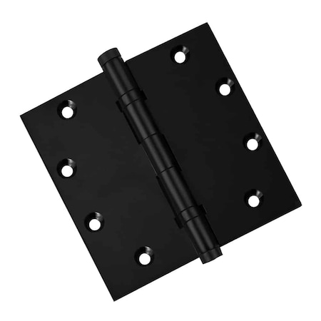 5 X 5 Solid Brass Ball Bearing Hinge, Flat Black Finish With Flat Tips